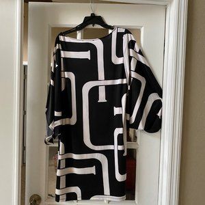 Inc. INC International Concepts Black & White Geometric Design Knee Length